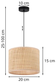 Závesné svietidlo Rattan, 1x ratanové tienidlo, (fi 20cm), b
