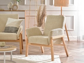 Relaxačné kreslo Laopas (béžová + dub). Akcia -20%. Vlastná spoľahlivá doprava až k Vám domov. 1135855