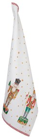 Biela bavlnená utierka so luskáčikmi Happy Little Christmas - 50*70 cm