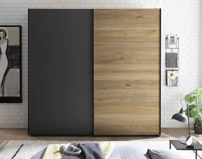 Šatníková skriňa Melton, 215 cm, grafit/dub mauvella