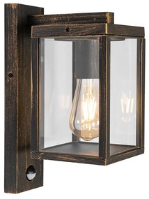 Vonkajšia nástenná lampa starožitné zlato s pohybovým senzorom IP44 - Charlois