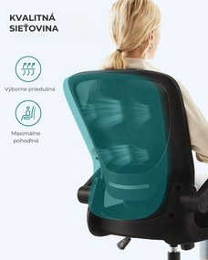 Kancelárska stolička ERGO so sklopnými podrúčkami, max. 120kg, čierna SongmicsHome