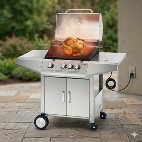 Elektrický otočný ražeň s motorom BBBQ-RS23 pre plynový gril BestBerg BBBQ-23ST / strieborná/čierna