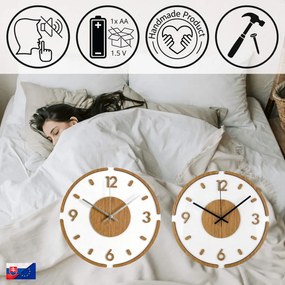 Moderné okrúhle nástenné hodiny – dubová a plexisklo | SENTOP IA-225-S