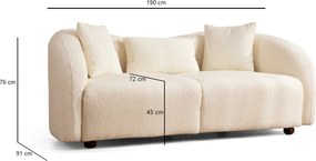 Dvoumístná pohovka Venedik 190 cm boucle krémová