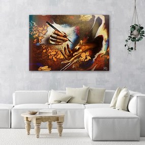 Obraz na plátně, Ruce vyrobené ze zlata - 100x70 cm
