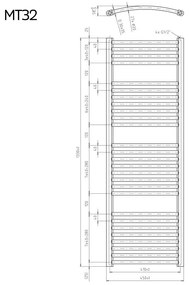 Mereo Mereo, Vykurovací rebrík, 450x1330 mm, 752 W, oblý, biely, MER-MT32