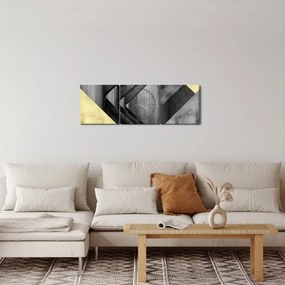 Obraz - Textúrované tvary (s hodinami) (90x30 cm)