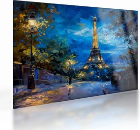 Sklenený obraz - Olejomaľba Eiffelovej veže (70x50 cm)