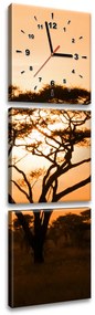Gario Obraz s hodinami Nádherná africká krajina - 3 dielny Rozmery: 30 x 90 cm