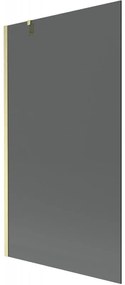 Mexen Next, 1-krídlová vaňová zástena 100 x 150 cm, 6mm šedé sklo, zlatá matná, 895-100-000-00-40-55