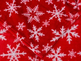 Vianočná mikroplyšová deka FROSTY FLAKES, červená Rozmer: 160 x 200 cm