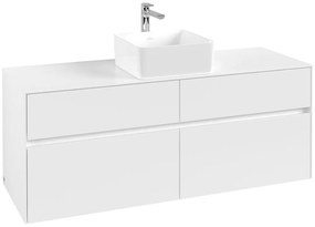 VILLEROY &amp; BOCH Collaro závesná skrinka pod umývadlo na dosku (umývadlo v strede), 4 zásuvky, 1400 x 500 x 548 mm, White Matt, C04500MS