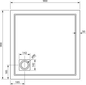 Gelco Gelco, XENA sprchová vanička z liateho mramoru, štvorec 90x90cm, biela, HX009