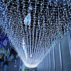 Vianočné svetielka LED záclona FLASH studená biela 1000 LED