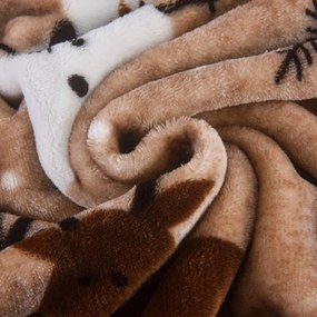 Mikroplyšové obliečky vianočné Rozprávka hnedá 200x140cm+90x70cm TiaHome