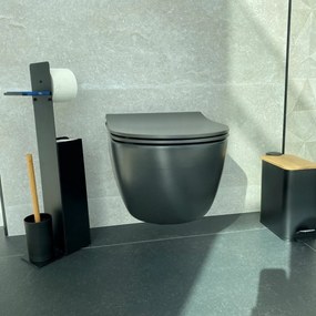 Spirella Stojan na toaletný papier so štetkou a držiakom Yoni 67 x 22 x 12 cm, čierna