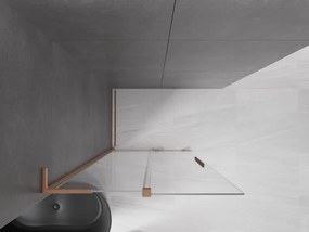 Mexen Velar L, posuvná sprchová zástena Walk-in 110 x 200 cm, 8mm číre sklo, medená matná, 871-110-003-03-65