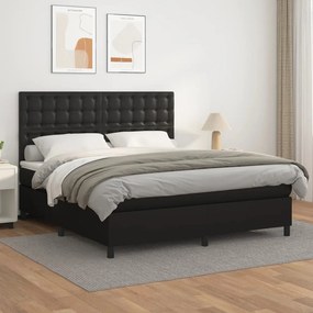 Boxspring posteľ s matracom čierna 160x200 cm umelá koža 3142851