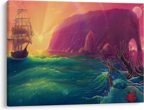 Obraz - Olejomaľba, Plavba do fantastickej ríše (70x50 cm)