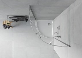 Mexen Rio sprchovací kút polkruhový 90 x 90 cm, transparentný, chróm + vanička Flat, biely - 863-090-090-01-00-4110