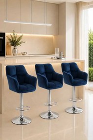 LuxuryForm DESIGN Barová stolička AMALFI VELUR na striebornom tanieri - modrá