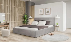 Posteĺ Inez 180x200 cm, svetlo šedá štrukturovaná látka