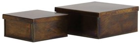 2ks bronzový antik kovový úložný box Loberio - 16*16*7/ 12*12*6 cm