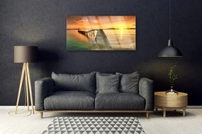 Obraz plexi More slnko most krajina 100x50 cm