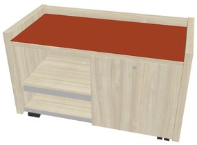Mobilný kontajner Verno 100 x 50 cm so sklom, pravý, agát / oranžová