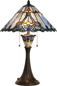 Modrá stolná lampa Tiffany Niebbo - Ø 40*61 cm E27/max 2*60W