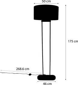 Stojacia lampa béžová so zeleným oválnym tienidlom a zlatým interiérom 50 cm - Thijmen