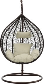 CH ZÁVESNÁ STOLIČKA HNEDÁ, VANKÚŠ – BEŽOVÁ, RÁM – HNEDÁ 118X107XD68CM