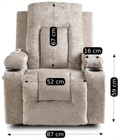 JAKS Masážne kreslo béžové mikroplyš Box