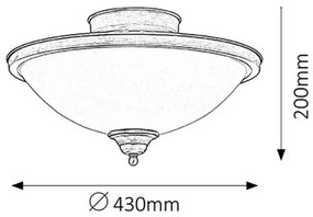 Rabalux ELISETT stropné svietidlo max. 2x40W | E14 | IP20 - bronz