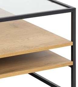 Konferenčný stolík so sklenenou doskou v prírodnej farbe 80x80 cm Randolf – Actona