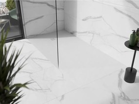 Mexen Stone+, obdĺžniková vanička z minerálneho kompozitu 180 x 80 cm, biela, biela krytka, 44108018-W