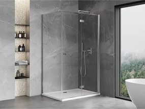 Mexen Mist-F T, 1-krídlový skladací sprchový kút pravý 105 x 110 cm, číre sklo, chrómový profil, 8A6T-105-110-01-00-P