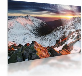 Sklenený obraz - Zimná horská panoráma (70x50 cm)