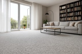 Betap, Metrážny koberec Debut 71, na mieru, šíře 4m, šedá, filc, detská izba