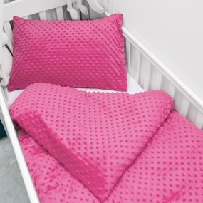Biante Detské posteľné obliečky do postieľky Minky 3D bodky MKP-020 Ružovo fialové Do postieľky 100x135 a 40x60 cm