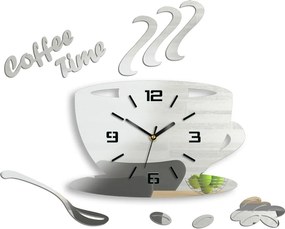 Moderné nástenné hodiny COFFE TIME 3D MIRROR mirror