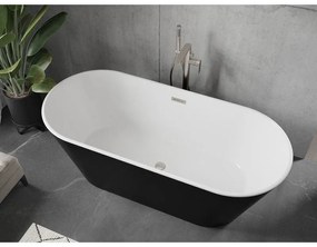 Mexen Flavia, voľne stojaca vaňa 170 x 75 cm, biela-čierna, brúsená oceľ prepad, 54031708075-97