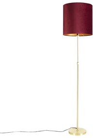 Stojaca lampa zlatá/mosadzná s červeným zamatovým tienidlom 40/40 cm - Parte