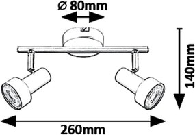 Rabalux KONRAD prisadené stropné bodové svietidlo 2x50W | GU10 | IP20 - nastaviteľné, čierna