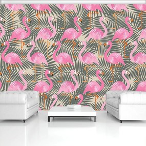 Fototapeta - Plameniak - ružovo šedý (152,5x104 cm)