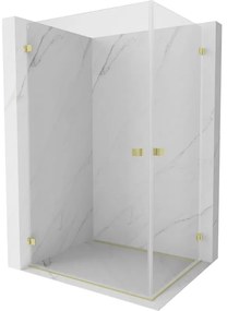 Mexen Lunar-B Duo, výklopný sprchový kút 85 x 75 cm, 8mm číre sklo, zlatý matný profil, 832-085L-075P-55-00