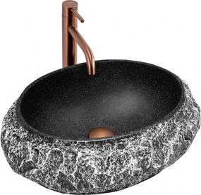 Rea Mika Gabro, umývadlo na dosku 480x380x155 mm, imitácia kameňa-čierna, REA-U0634