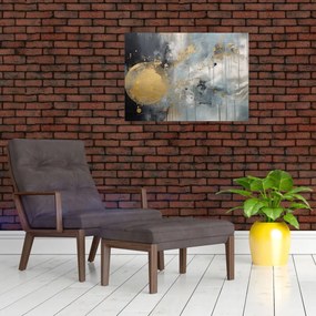 Obraz - Abstrakcia so zlatou guľou (70x50 cm)