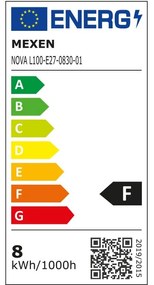 Mexen Nova, LED žiarovka E27, A60, 8W, teplá - 3000K, 840 lm - L100-E27-0830-01
